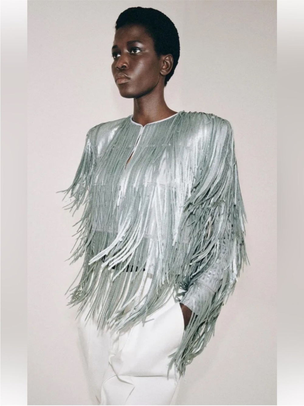 ZARA FRINGED SEQUIN JACKET - Picture 2 of 16